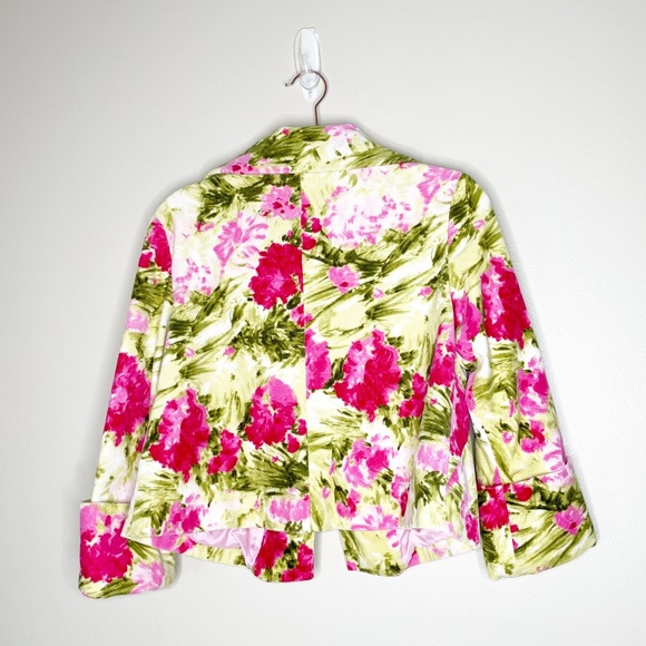 Anthropologie Green and Pink Floral Blazer - Picture 2 of 3